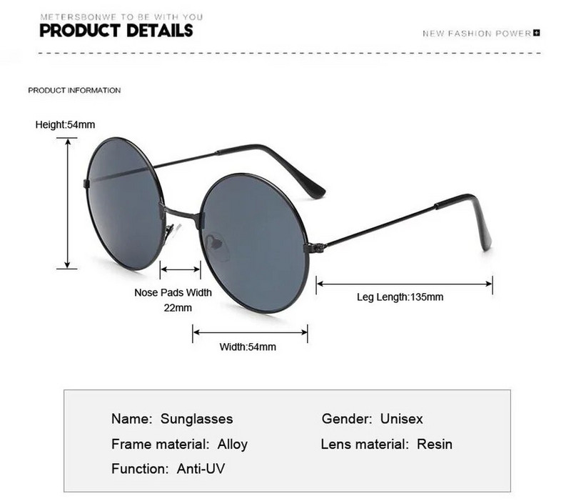 2022. gada retro apaļas rozā saulesbrilles sieviešu zīmola dizaineru saulesbrilles vīriešiem, sakausējuma spogulis sievietēm, Oculos De Sol Black