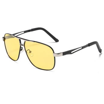 Очила за шофиране за нощно виждане за мъже Модни слънчеви очила с двойни лъчи Мъжки метални рамки Ден и нощ Поляризирани Googles UV400