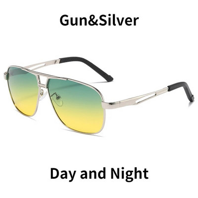 Ανδρικά γυαλιά οδήγησης νυχτερινής όρασης Μόδα διπλά γυαλιά ηλίου Ανδρικό μεταλλικό σκελετό Day and Night Polarized Googles UV400