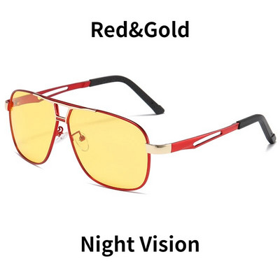 Ανδρικά γυαλιά οδήγησης νυχτερινής όρασης Μόδα διπλά γυαλιά ηλίου Ανδρικό μεταλλικό σκελετό Day and Night Polarized Googles UV400