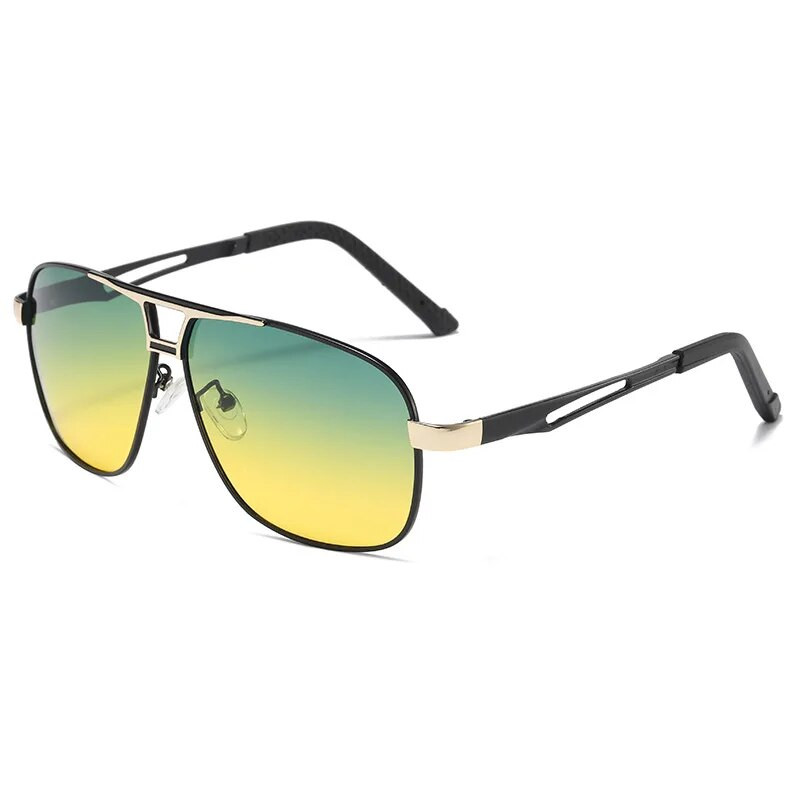 Ανδρικά γυαλιά οδήγησης νυχτερινής όρασης Μόδα διπλά γυαλιά ηλίου Ανδρικό μεταλλικό σκελετό Day and Night Polarized Googles UV400