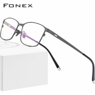 Рамки за очила FONEX Pure Titanium Мъжки квадратни очила Мъжки класически пълни оптични диоптрични рамки за очила Gafas Oculos 8505