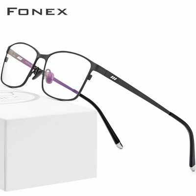 FONEX Rame de ochelari din titan pur Ochelari pătrați pentru bărbați Rame de ochelari cu prescripție optică clasică pentru bărbați Gafas Oculos 8505