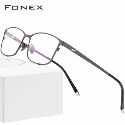 FONEX Rame de ochelari din titan pur Ochelari pătrați pentru bărbați Rame de ochelari cu prescripție optică clasică pentru bărbați Gafas Oculos 8505