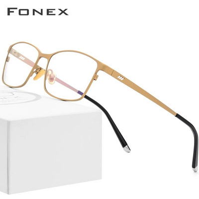 FONEX Rame de ochelari din titan pur Ochelari pătrați pentru bărbați Rame de ochelari cu prescripție optică clasică pentru bărbați Gafas Oculos 8505