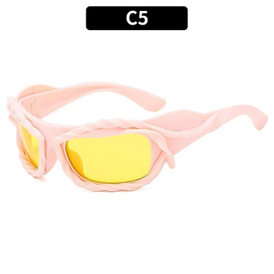 Steampunk Y2K Twisted Saulesbrilles Vīriešiem Sieviešu Luksusa Zīmols Moderns Hip Hop Punk Saulesbrilles Vīriešu Retro Toņi Gafas De Sol UV400