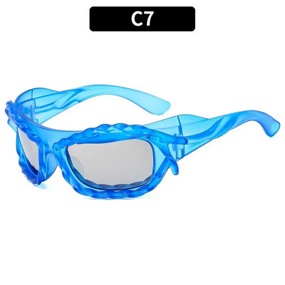 Steampunk Y2K Twisted Saulesbrilles Vīriešiem Sieviešu Luksusa Zīmols Moderns Hip Hop Punk Saulesbrilles Vīriešu Retro Toņi Gafas De Sol UV400