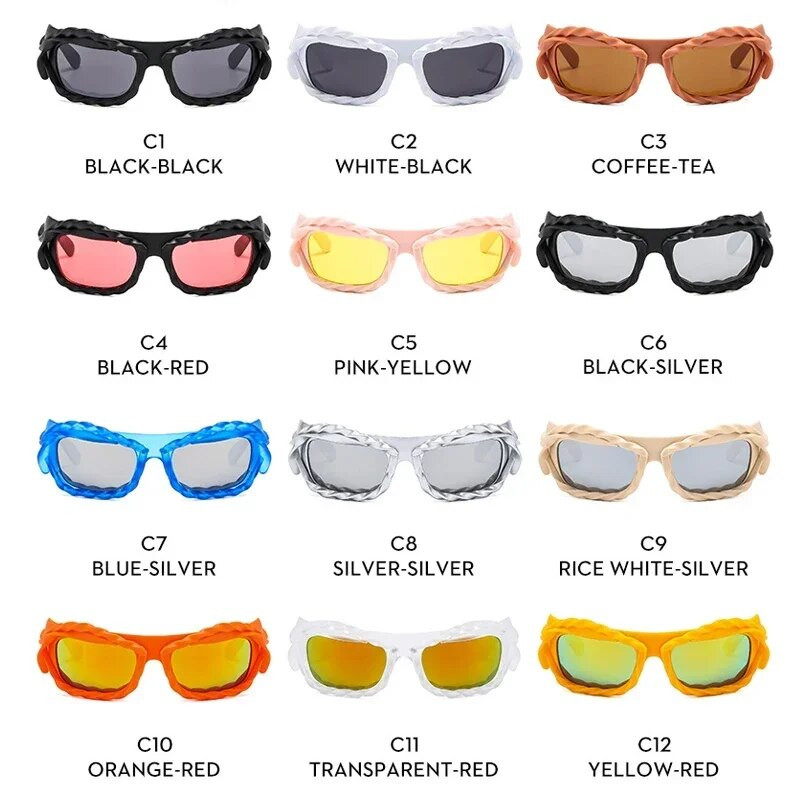 Steampunk Y2K Twisted Saulesbrilles Vīriešiem Sieviešu Luksusa Zīmols Moderns Hip Hop Punk Saulesbrilles Vīriešu Retro Toņi Gafas De Sol UV400