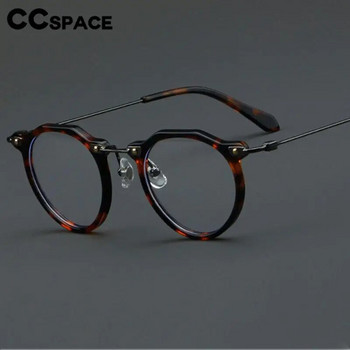 57028 Винтидж ацетатни оптични рамки за очила Дамска модна кръгла метална рамка за очила Мъжки модни прозрачни очила
