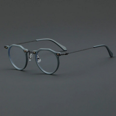 57028 Rame de ochelari optice din acetat de epocă, rame pentru ochelari de modă rotunde, din metal, pentru bărbați, ochelari transparente