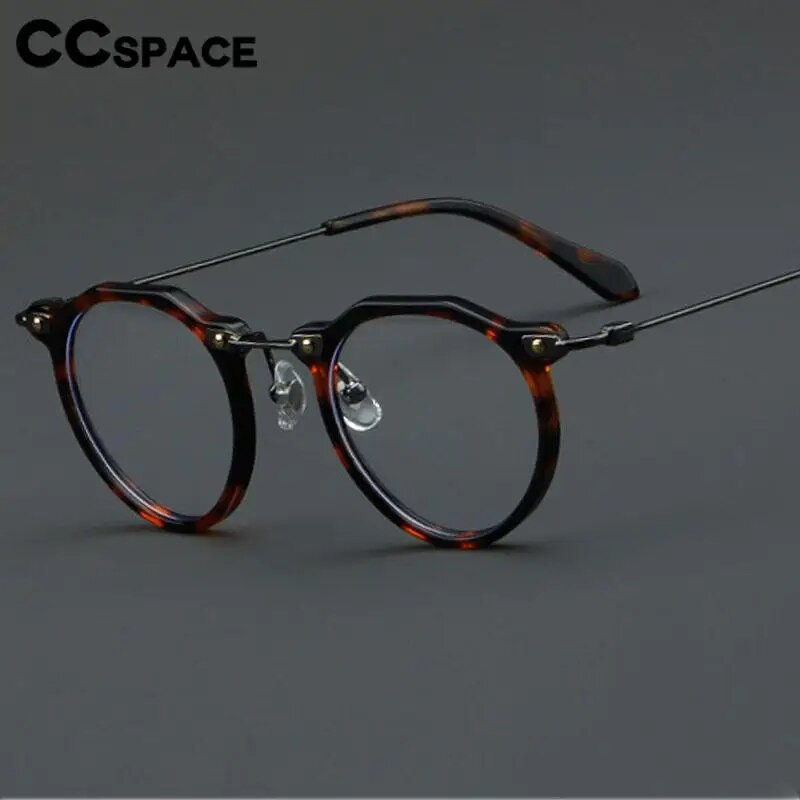 57028 Vintage acetāta optiskie briļļu ietvari sieviešu modes apaļi metāla briļļu ietvars vīriešu tendences, caurspīdīgas brilles