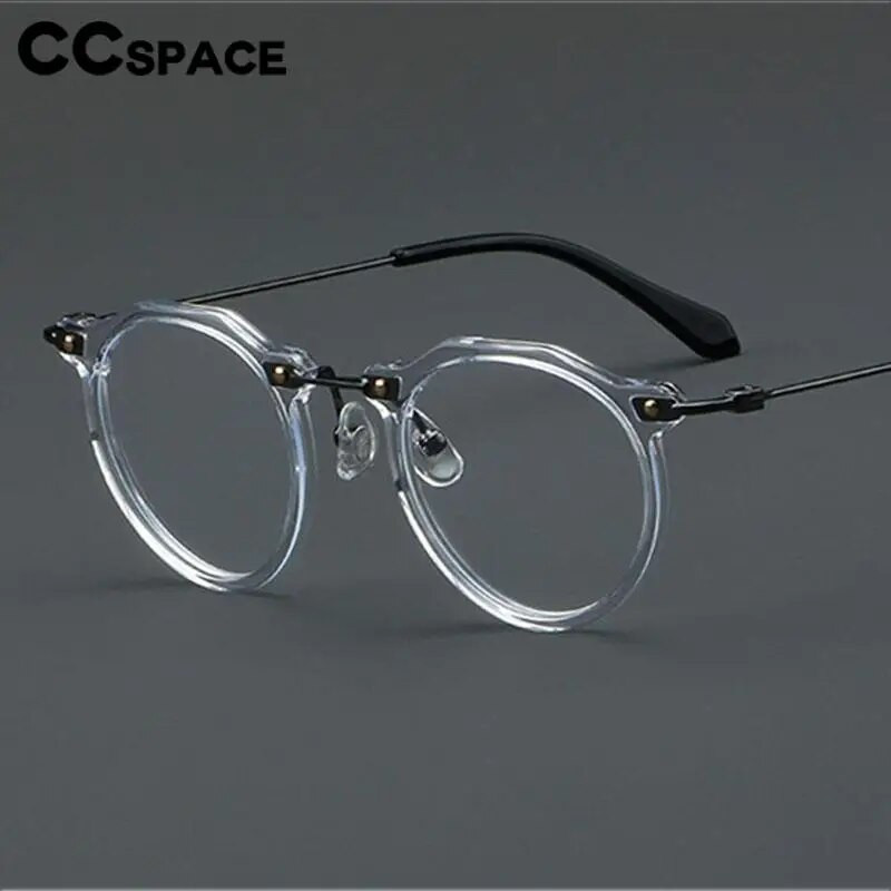 57028 Vintage acetāta optiskie briļļu ietvari sieviešu modes apaļi metāla briļļu ietvars vīriešu tendences, caurspīdīgas brilles