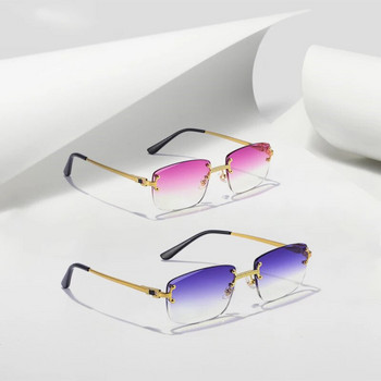CATERSIDE Пънк малки правоъгълни слънчеви очила Мъже Жени Луксозни дизайнерски безрамкови градиентни лещи Метални слънчеви очила за мъже 2022 UV400