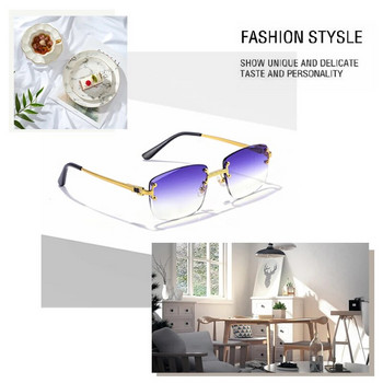 Γυαλιά ηλίου CATERSIDE Punk Μικρά ορθογώνια Ανδρικά Γυναικεία Γυαλιά ηλίου Πολυτελείας Designer Rimless Gradient Lens Μεταλλικά γυαλιά ηλίου για άνδρες 2022 UV400