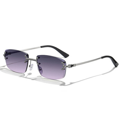 CATERSIDE Punk Väikesed ristkülikukujulised päikeseprillid Meestele Naistele Luksuslik disainer ääristeta gradientklaasidega metallist päikeseprillid meestele 2022 UV400