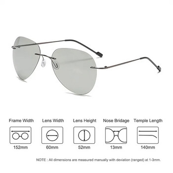 CATERSIDE Свръхлеки поляризирани слънчеви очила Мъжки маркови слънчеви очила без рамки Класически авиационен стил Мъжки очила Oculos De Sol