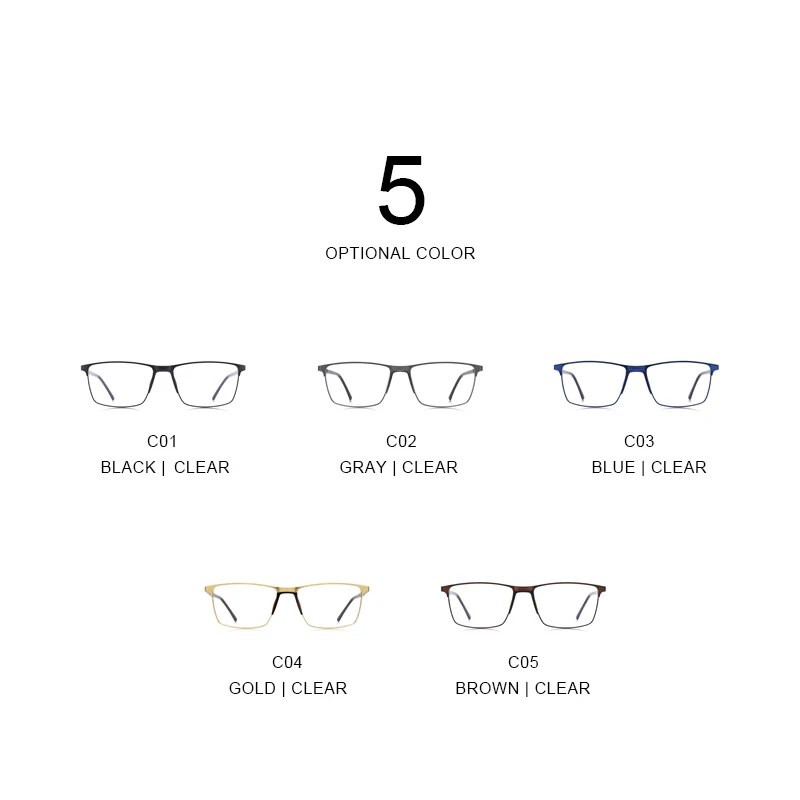 MERRYS DESIGN Vīriešu titāna sakausējuma briļļu ietvars biznesa stils vīriešu kvadrātveida īpaši viegla acu tuvredzība Recepšu brilles S2170