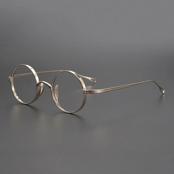 Японски ръчно изработени чисти титаниеви мъжки ретро очила с кръгла рамка Висока степен на оптични диоптрични очила Дамски очила за късогледство