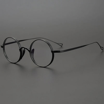 Ochelari de vedere cu cadru rotund retro pentru bărbați, lucrați manual în Japonia, din titan pur, ochelari cu prescripție optică de grad înalt Ochelari pentru miopie pentru femei
