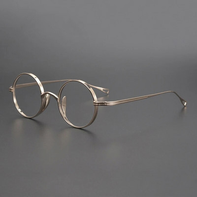Ochelari de vedere cu cadru rotund retro pentru bărbați, lucrați manual în Japonia, din titan pur, ochelari cu prescripție optică de grad înalt Ochelari pentru miopie pentru femei