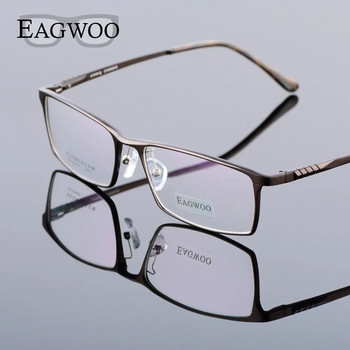 Eagwoo Алуминиеви мъжки широки лицеви диоптрични очила с пълна рамка Оптична рамка Бизнес очила Светли големи очила MF2351