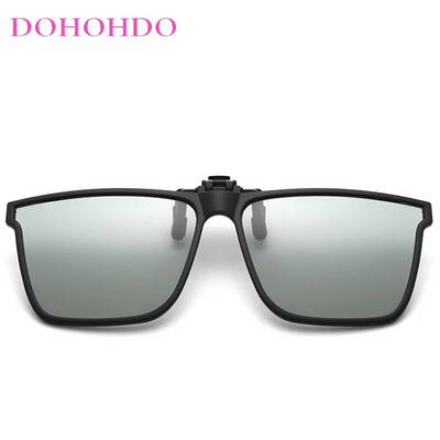 Fotohromisks polarizēts uzvelkamais klips uz saulesbrillēm vīriešu sieviešu saulesbrilles Krāsa pret atspīdumu lēca nakts redzamības kvadrātveida brilles UV400