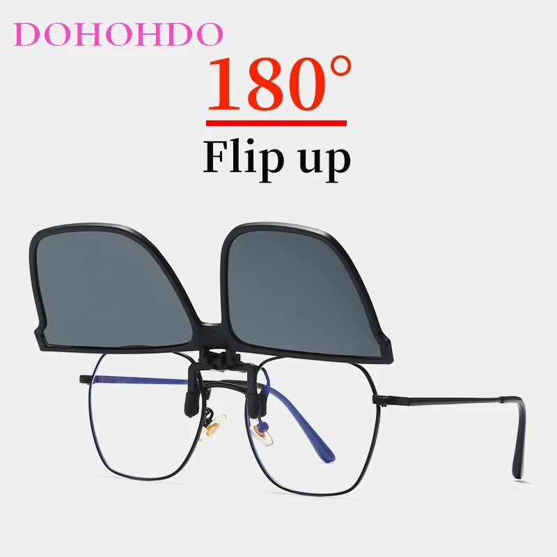 Fotohromisks polarizēts uzvelkamais klips uz saulesbrillēm vīriešu sieviešu saulesbrilles Krāsa pret atspīdumu lēca nakts redzamības kvadrātveida brilles UV400