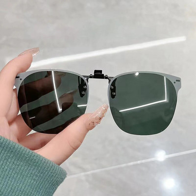 KLASSNUM Ochelari de soare cu clips pentru bărbați Ochelari de soare polarizați cu flip up Ochelari de soare cu gradient fotocromatic anti UV400 pentru femei Ochelari de soare cu viziune de noapte
