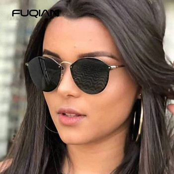 Класически кръгли слънчеви очила FUQIAN Мъжки модни дамски слънчеви очила с котешко око Vintage Metal Driving Мъжки слънчеви очила Черни очила UV400