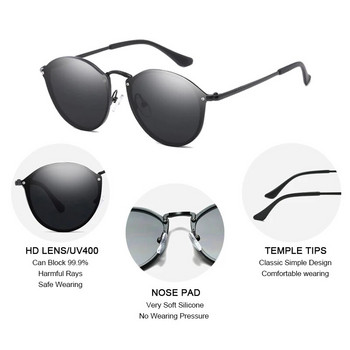 Класически кръгли слънчеви очила FUQIAN Мъжки модни дамски слънчеви очила с котешко око Vintage Metal Driving Мъжки слънчеви очила Черни очила UV400