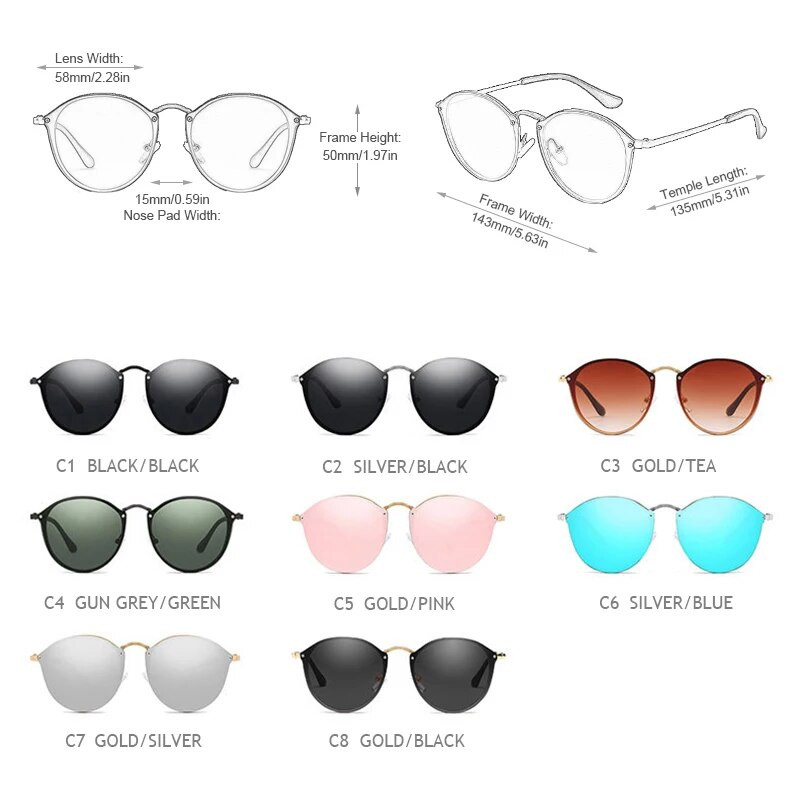 FUQIAN klasiskas apaļas saulesbrilles vīriešiem modes kaķu acs sievietēm saulesbrilles vintage metāla braukšanas vīriešu saulesbrilles melnas brilles UV400