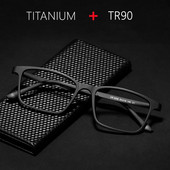 YIMARUILI Ochelari de vedere ultra-ușori, confortabili, cu față mică, pentru femei, pătrați, din titan pur, ochelari de prescripție optici, cadru pentru bărbați HR3058