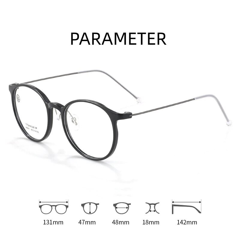 KatKani īpaši vieglas modes, elastīgas TR90 brilles vīriešiem Retro apaļas, tīra titāna, optiskas, recepšu brilles, sieviešu ietvars M9881