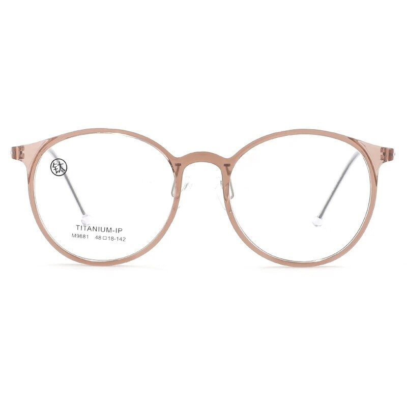 KatKani īpaši vieglas modes, elastīgas TR90 brilles vīriešiem Retro apaļas, tīra titāna, optiskas, recepšu brilles, sieviešu ietvars M9881