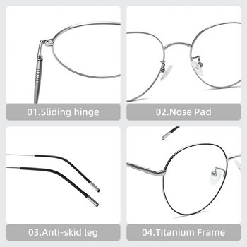 Ultralight καθαρού τιτανίου στρογγυλά γυαλιά σκελετό ανδρικό πλήρες κλασικό οβάλ οπτικά συνταγογραφούμενα γυαλιά πολυτελείας ρετρό γυαλιά οράσεως TA004