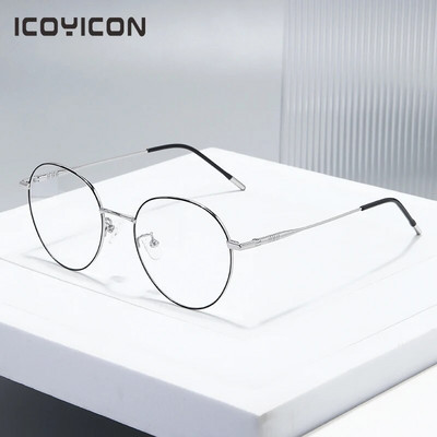 Свръхлека кръгла рамка за очила от чист титан Мъжки пълни класически овални оптични диоптрични очила Луксозни ретро очила TA004
