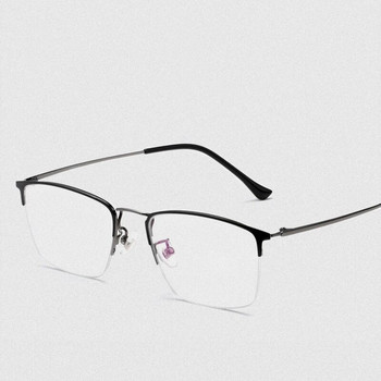YIMARUILI Свръхлеки бизнес ретро модни очила с половин рамка от чист титан, късогледство, далекогледство, рамка за оптични очила за мъже 8017JX