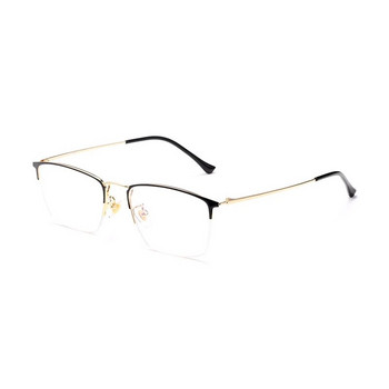 YIMARUILI Свръхлеки бизнес ретро модни очила с половин рамка от чист титан, късогледство, далекогледство, рамка за оптични очила за мъже 8017JX