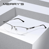 MERRYS DESIGN Ochelari din aliaj de titan pentru bărbați, cadru de ochelari pentru bărbați, ochi pătrați, miopie, ochelari de vedere cu prescripție pentru bărbați, jumătate optici S2064