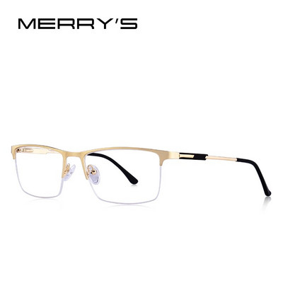 MERRYS DESIGN Ochelari din aliaj de titan pentru bărbați, cadru de ochelari pentru bărbați, ochi pătrați, miopie, ochelari de vedere cu prescripție pentru bărbați, jumătate optici S2064