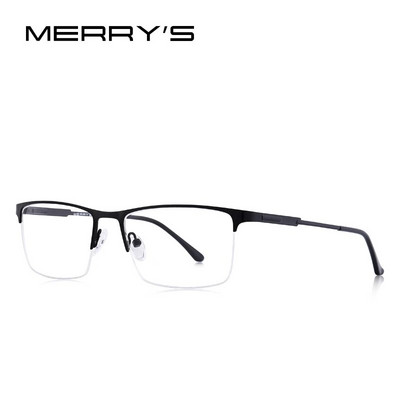 MERRYS DESIGN Ochelari din aliaj de titan pentru bărbați, cadru de ochelari pentru bărbați, ochi pătrați, miopie, ochelari de vedere cu prescripție pentru bărbați, jumătate optici S2064