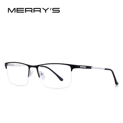 MERRYS DESIGN Ochelari din aliaj de titan pentru bărbați, cadru de ochelari pentru bărbați, ochi pătrați, miopie, ochelari de vedere cu prescripție pentru bărbați, jumătate optici S2064