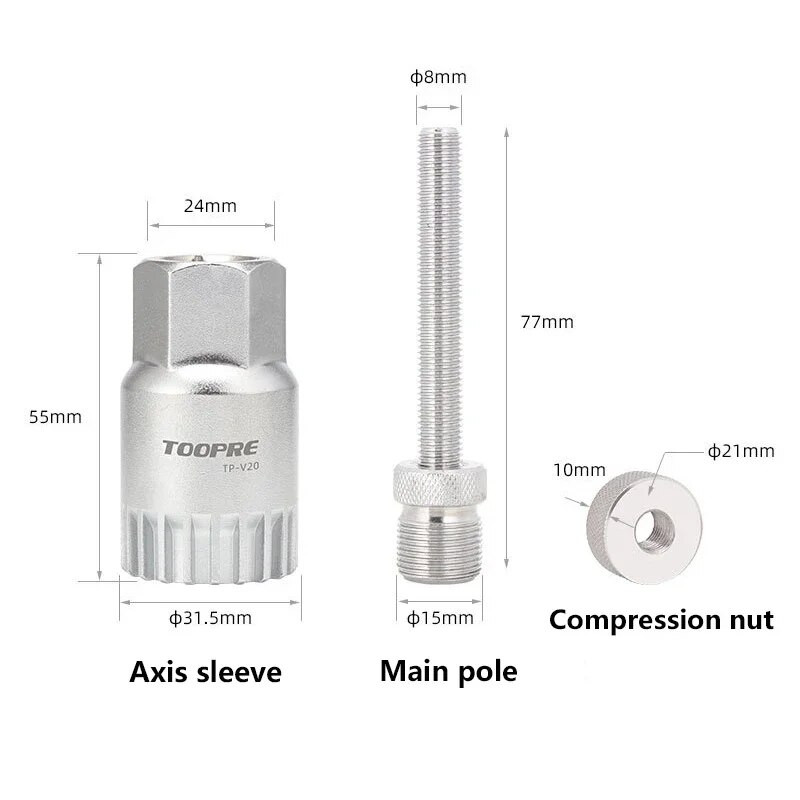Dviračio dviračio apatinio laikiklio nuėmimo rankovės įrankis kvadratinės ašies ašies BB apsaugos nuo kritimo pagalbinis pašalinimo įrankis išmontavimo taisymo įrankiai