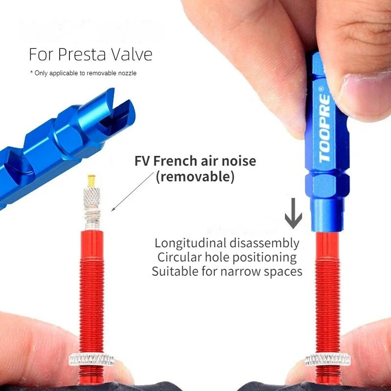 1 pc velosipēda riepas sprauslas uzgriežņu atslēgas vārsta serdes demontāžas rīki ar dubultgalvu, pārnēsājamu demontāžas uzgriežņu atslēgu, velosipēdu remonta rīki