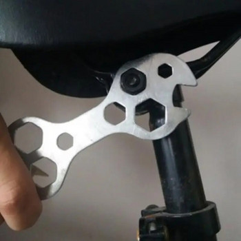 Многоразмерен гаечен ключ за велосипеди 1PC Ремонтен гаечен ключ от поцинкована стомана Инструменти за велосипеди за 8-17 мм вътрешен отвор Аксесоари за планински велосипеди