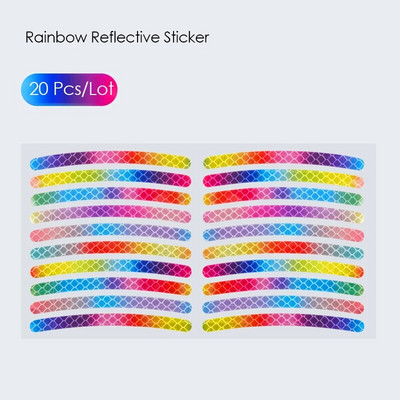 20 бр./компл. Rainbow отразяващ стикер за колела на велосипед Лазерен нощен светещ стикер за автомобил, мотоциклет Предупредителни стикери за нощна безопасност