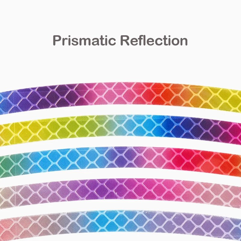 20 tk / komplekti vikerkaare helkurkleebis jalgratta ratastele Laser Night Glow kleebis auto mootorratta ööohutuse hoiatuskleebistele