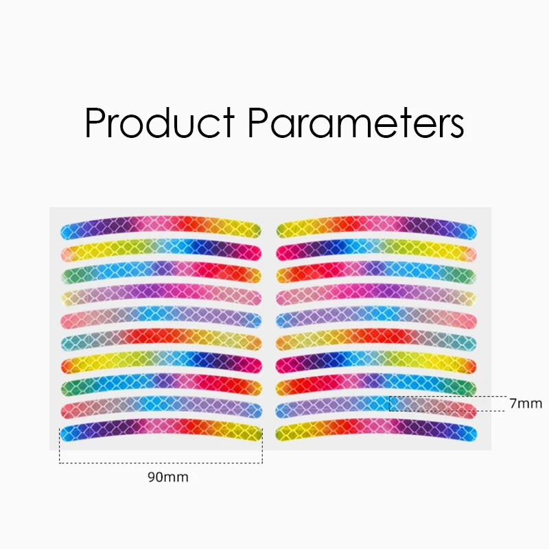 20 tk / komplekti vikerkaare helkurkleebis jalgratta ratastele Laser Night Glow kleebis auto mootorratta ööohutuse hoiatuskleebistele