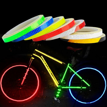 Αυτοκόλλητο 8m Bike Wheels Reflections Cycling Fluorescent Reflect Strip Αυτοκόλλητο για MTB Προειδοποίηση Ποδήλατο Διακόσμηση ασφαλείας