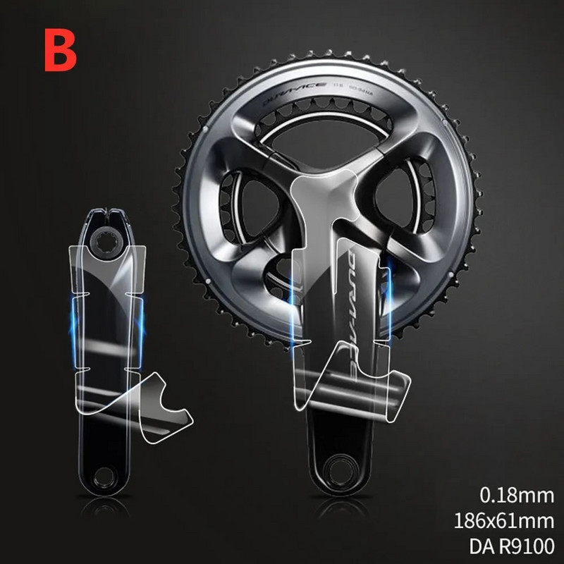 Velosipēdu kloķa aizsargu uzlīmes Uzlīmes šosejas velosipēdam līmējošā TPH plēve SRAM/SHIMAN0 riteņbraukšanas kloķa aizsarguzlīmju daļas